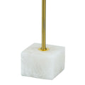 Sel 14 Inch Candle Holder With Modern Selenite Stone Accent, Gold And White White Gold Iron