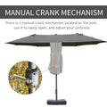 Outsunny Patio Umbrella 15' Steel Rectangular Outdoor Double Sided Market With Base, Sun Protection & Easy Crank For Deck Pool Patio, Dark Gray Grey Steel