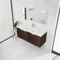 48 Inch Bathroom Cabinet With Resin Sink,Soft Close Doors,Float Mounting Design Silver Brown Stripe Bathroom Modern Plywood Plywood