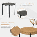 3 Pieces Of Luxury Outdoor Wicker Furniture Patio Bistro Style Table And Chair Combination,Weather Resistant Pe Wicker Weave, Stainless Steel Fame, Suitable For Garden, Terrace,Backyard Casua No Black Natural Seats 2 2 Person Seating Group Steel