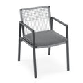 Outdoor Dining Chair Set Of 2, Aluminum Ropeoutdoor Armchair Seating For Patio Backyard Poolside Balcony, Cushion Included Black Grey Aluminium