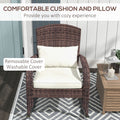 Outsunny Outdoor Wicker Adirondack Rocking Chair, Patio Rattan Rocker Chair With High Back, Seat Cushion, And Pillow For Garden, Porch, Balcony, Cream White White Rattan