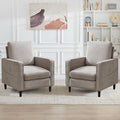 Mid Century Accent Chair ,Modern Linen Fabric Armchair For Living Room,Double Side Pockets, Comfortable And Padded Reading Feature Sofa Chair, Suitable For Bedrooms, Living Rooms, And Offices Light Gray Linen
