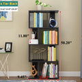 Dfw 4 Tier Storage Shelf S Shaped Bookcase, Multifunctional Wooden Display Decor Furniture, Free Standing Industrial Storage Rack For Living Room Bedroom Office, Modern 4 Shelf Bookcase 1 Black 4