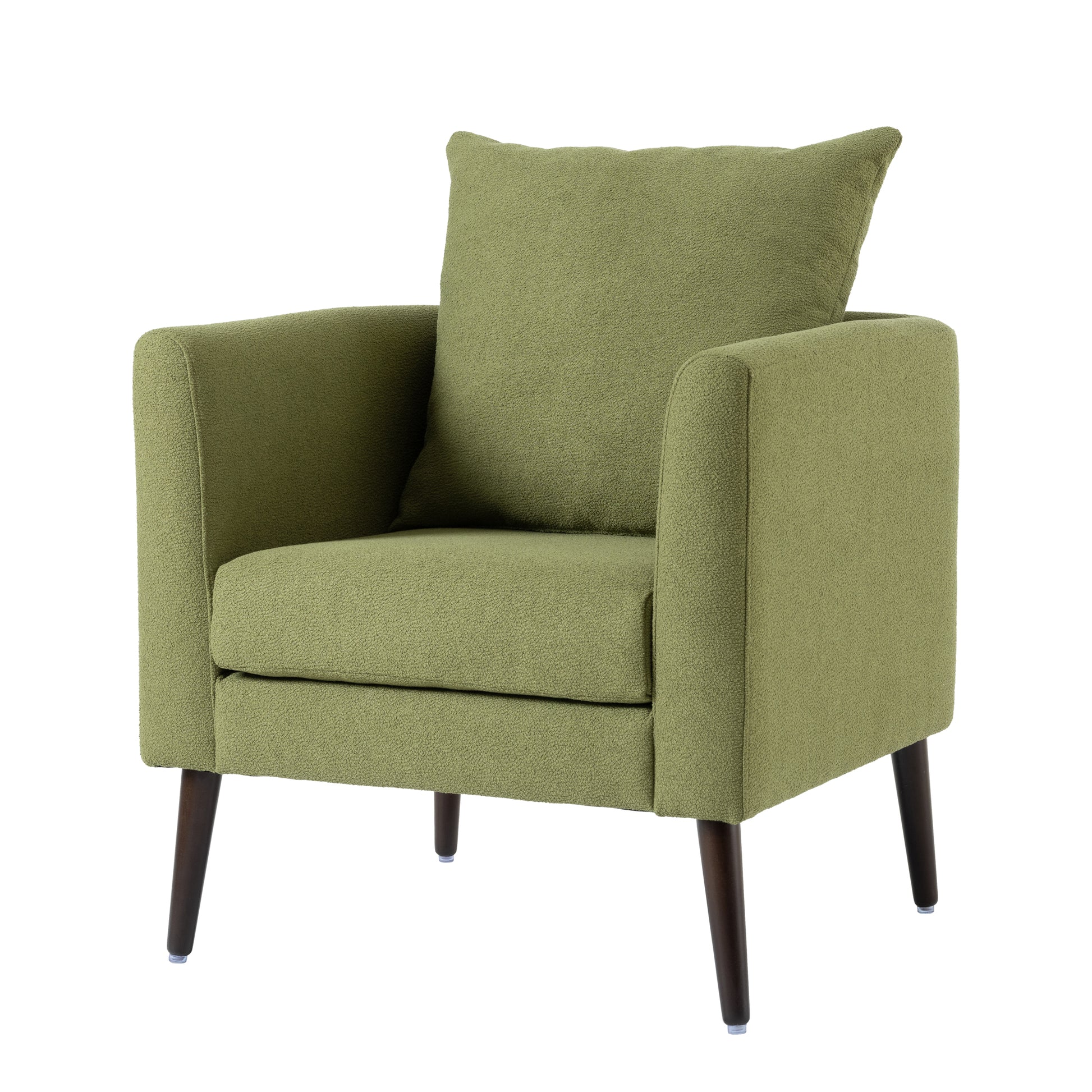 Barrel Chair, Modern Accent Chair, Fabric Armchair Club Chair,Upholstered Arm Chair With Solid Wood Legs,Waist Pillow,Padded Single Chair For Living Room Bedroom Study Waiting Room,Olive Green Olive Green Light Brown Primary Living Space Modern