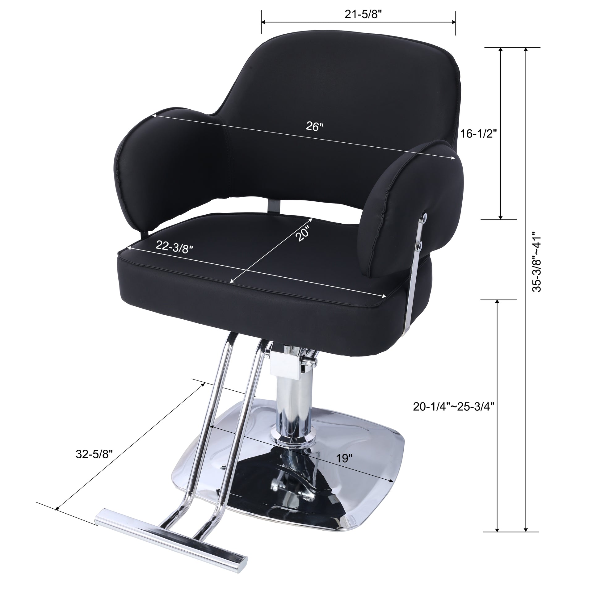 Salon Styling Chair For Hair Stylist Wide Seat,Hair Salon Chair Heavy Duty, Beauty Spa Cosmetology Shampoo Hairdressing Eq,Black,Square Base Black Pu