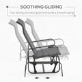 Outsunny Outdoor Glider Chair, Gliders For Outside Patio With Smooth Rocking Mechanism And Lightweight Construction For Backyard, Gray Brown Steel