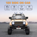 Qaba 12V Ride On Truck, Battery Powered Kids Electric Car Utv With 4 Suspension Wheels, Remote Control, 3 Speeds, Led Headlights, Horn, Usb Music, Khaki Khaki Plastic