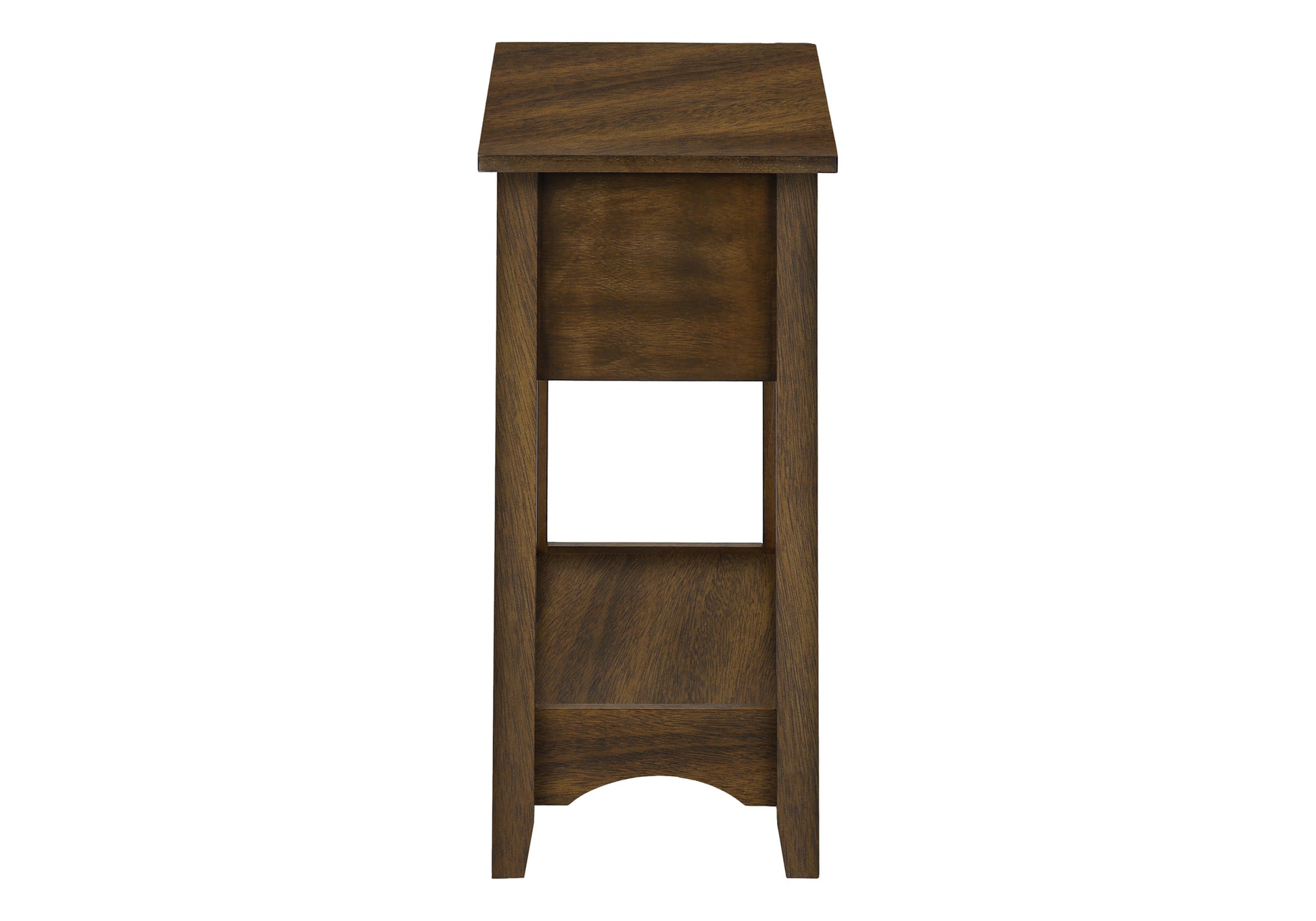 Accent Table, End, Side Table, Nightstand, 2 Tier, Narrow, Storage Drawer, Brown Veneer, Transitional Walnut Mdf