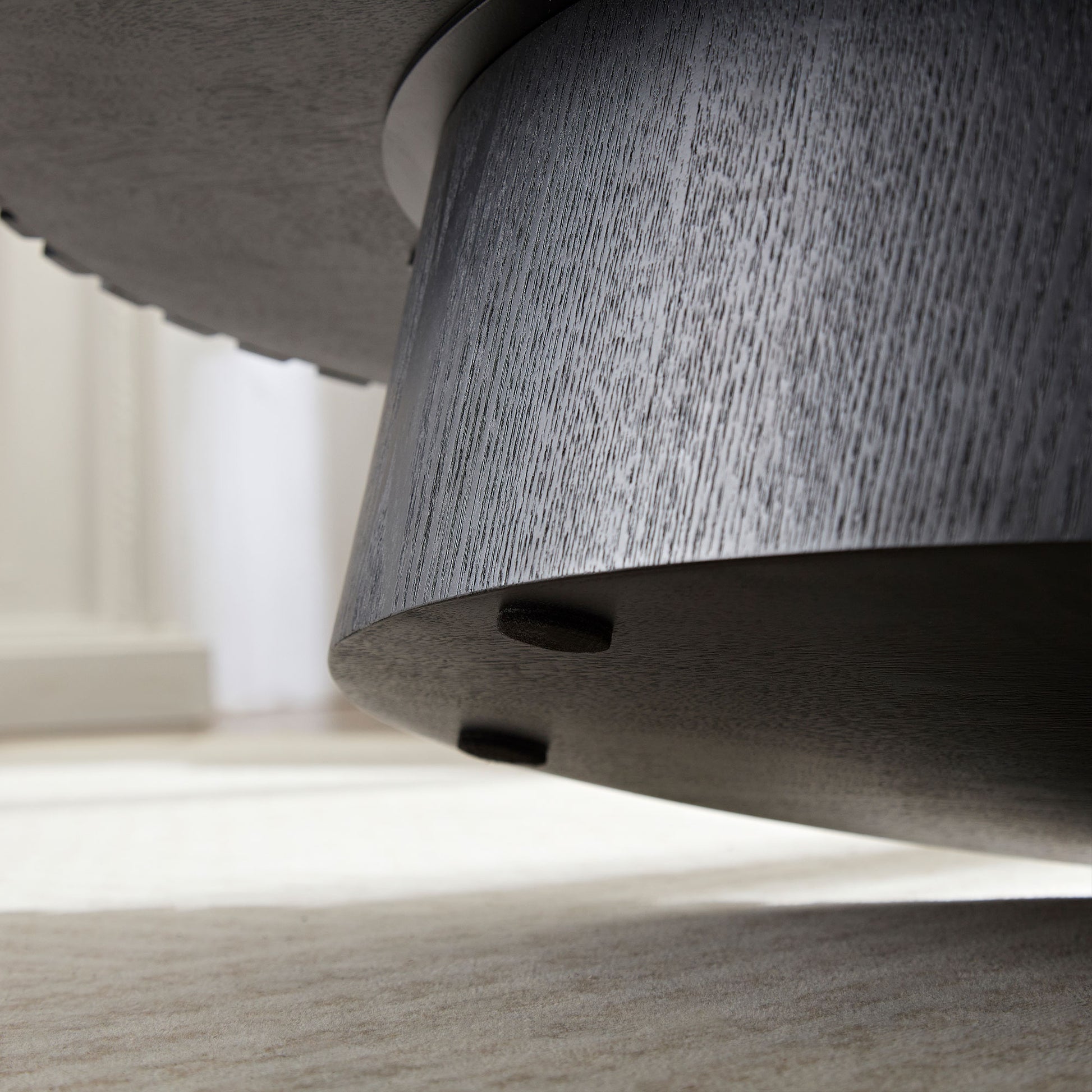 Modern Handcraft Drum Coffee Table Length 43.7 Inch Ellipse Coffee Table For Living Room,Oval Small Coffee Table With Sturdy Pedestal,Black Mdf Matt Black Mdf