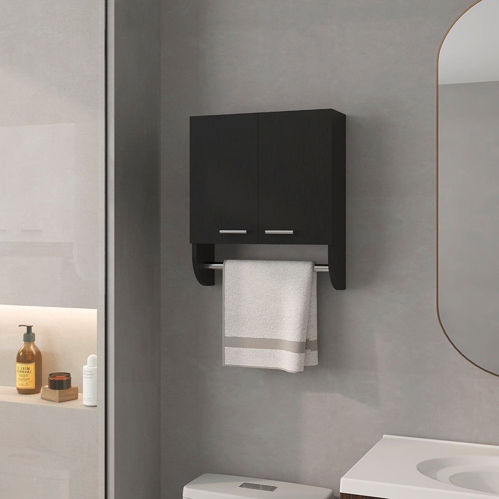 Medicine Cabinet Riley, Bathroom, Black Black Particle Board Engineered Wood