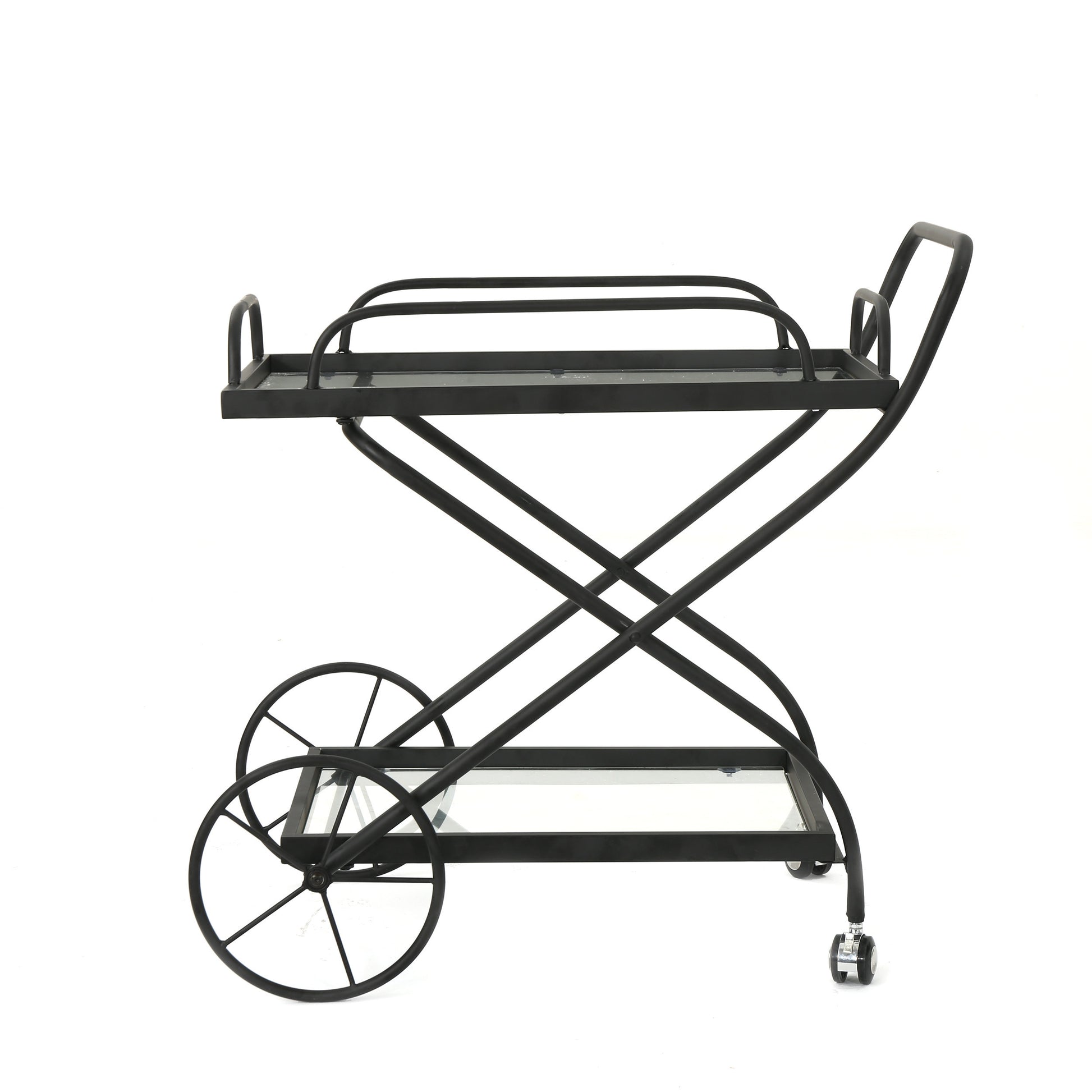 Bar Cart Black Glass Metal