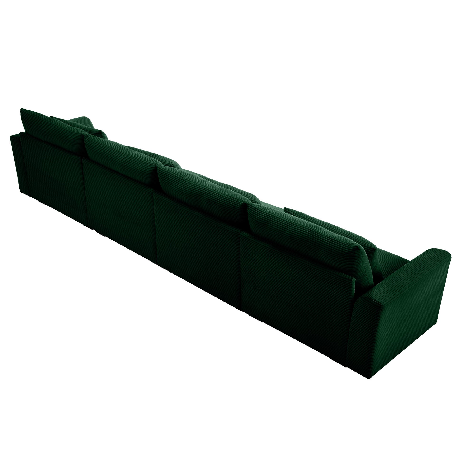 4 Seater Deep Seat Couches For Living Room, Comfy Green Corduroy Sofas For Living Room Modern With 4 Waist Pillows Green Corduroy 4 Seat