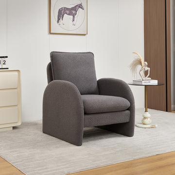 Modern Sherpa Upholstered Accent Chair, Comfortable Living Room Armchair, Lounge Chair For Bedroom, And Office Stylish And Ergonomic Design Gray Foam Sherpa