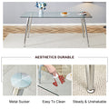 Table And Chair Set.Modern Rectangular Glass Dining Table With A Tempered Glass Tabletop And Silver Metal Legs, Paired With Multiple Chairs Designed With Pu Cushions And Silver Metal Legs. Black Silver Seats 8 Tempered Glass
