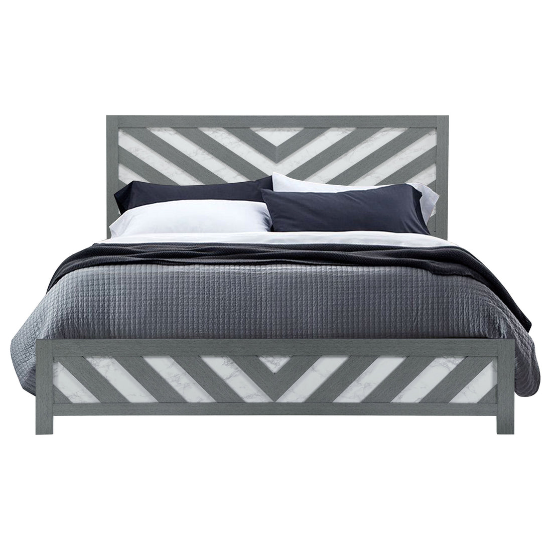 Rush Grey King Bed Grey Solid Wood Mdf