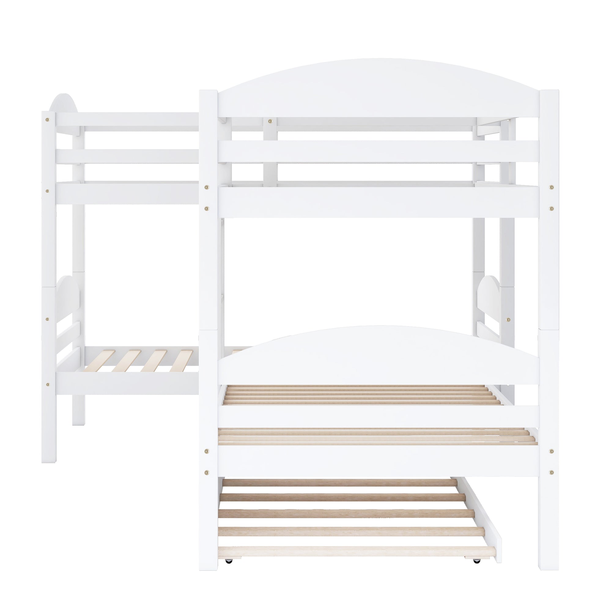 Twin L Shaped Bunk Bed With Trundle White Old Sku:Lp000024Aak White Solid Wood