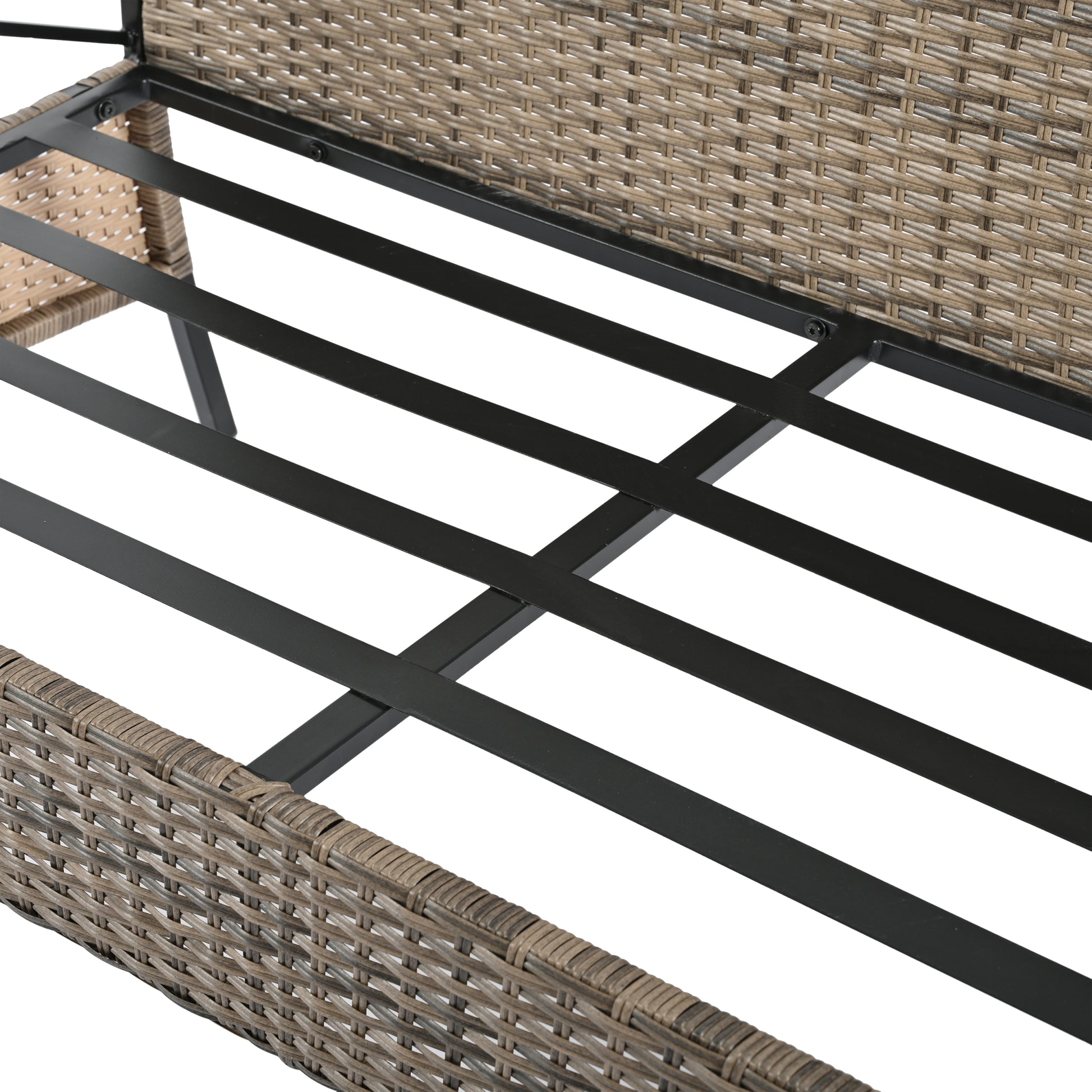 Patio Furniture, Outdoor Furniture, Seasonal Pe Wicker Furniture, Four Set Wicker Furniture With Black Metal Table Yes Brown Seats 4 Pe Rattan Iron Waterproof Fabric
