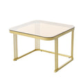 2 In 1 Square Nesting Coffee Table With Wheels & Drawers, Stackable Side Table With High Gloss Marble Grain Top, End Table Set With Brown Tempered Glass For Living Room, White White Gold Primary Living Space Drawers Square Mdf Steel