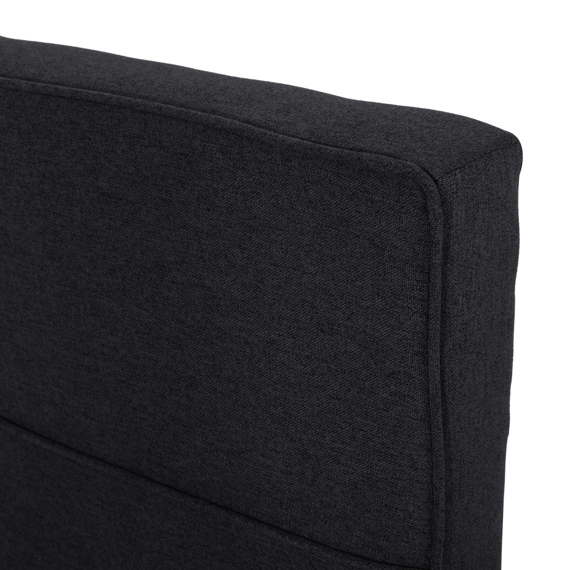 King Size Upholstered Platform Bed Frame With Contemporary Tufted Waffle Stitching, Easy Assembly, Black King Black Fabric