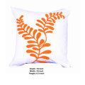 18 X 18 Inch Cotton Pillow With Sprig Pattern Embroidery, Orange Orange Polyester Blend