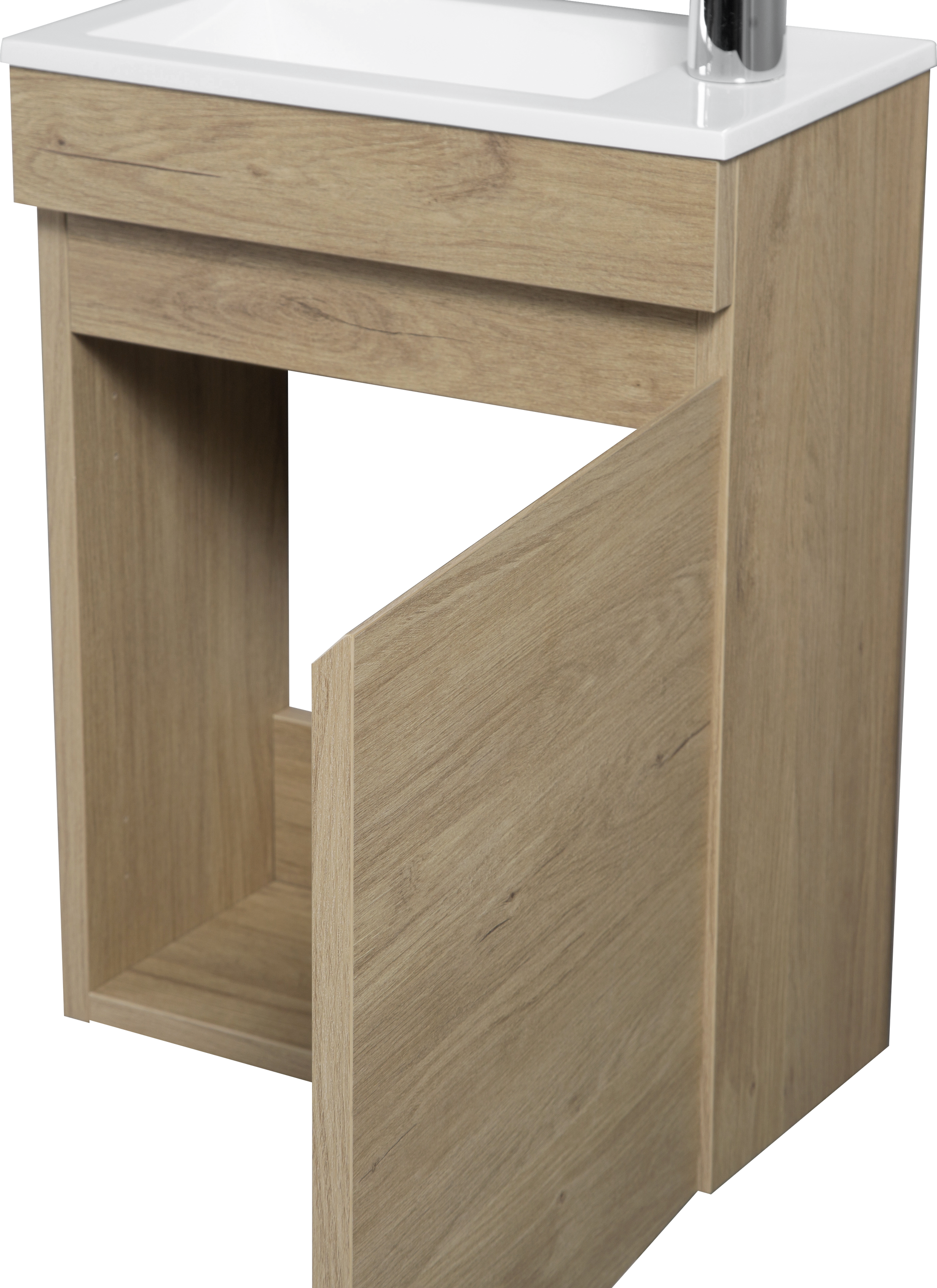 16" Floating Bathroom Vanity With Sink, Wall Mounted Small Bathroom Storage Vanity Cabinet With Resin Top Basin And Soft Close Doors, Natural Oak 24V11 16No Oak Wood