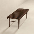 Mia Mid Century Modern Solid Wood Bench Dark Brown Brown Mid Century Modern Rubberwood Solid Wood