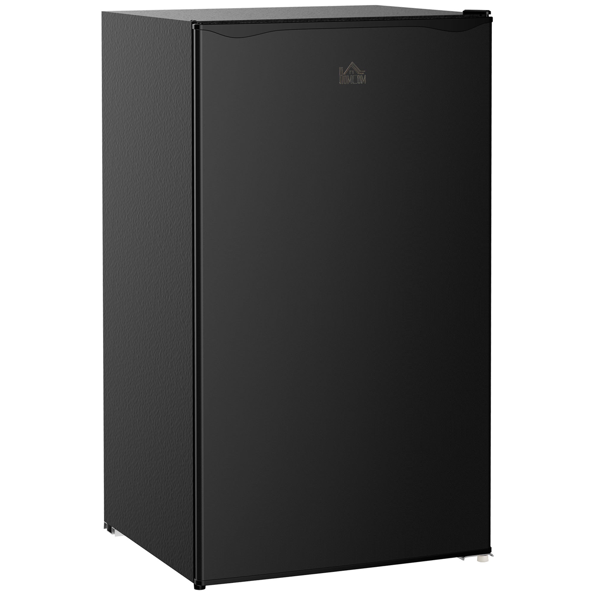 Homcom 3.2 Cu.Ft Mini Fridge With Freezer, Single Door Compact Refrigerator With Adjustable Thermostat, Shelf And Reversible Door For Bedroom, Dorm, Home Office, Energy Efficient, Black Black Steel