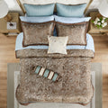 12 Piece Comforter Set With Cotton Bed Sheets Blue Brown Queen Queen Blue Brown Cotton