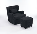 Modern Luxury Velvet Swivel Chair, 360 Swivel Comfort Round Armchair, Single Sofa Chair With Lounge Seat For Bedroom Office Reading Space, Set Of 1 ,Black Black Wood