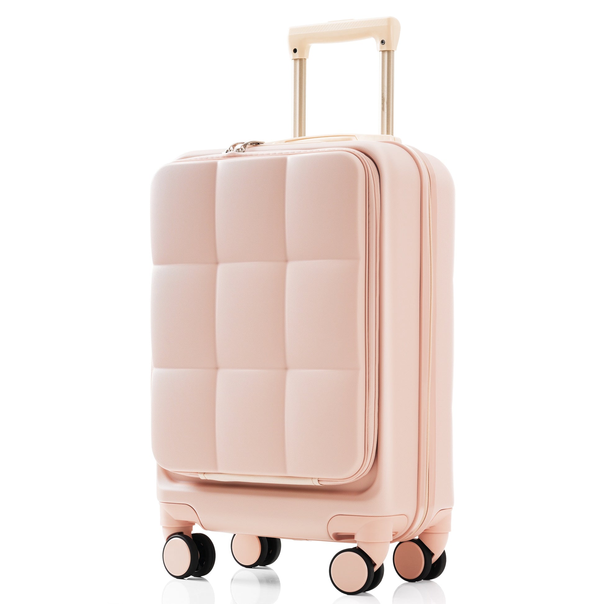 3 Piece Luggage Set With 20" Front Opening Carry On, 28" Expandable Suitcase, And Expandable Travel Bag, Pink Pink Abs