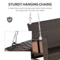 Outsunny 2 Person Wicker Hanging Swing Bench, Front Porch Swing Outdoor Chair With Cushions 550 Lbs. Weight Capacity For Backyard, Garden, Blue Blue Rattan Metal