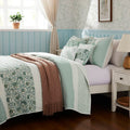 6 Piece Cotton Percale Quilt Set With Throw Pillows Aqua King Cal King King Aqua Polyester