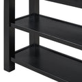 Retro Console Table With Drawer And Two Sturdy Shelves For Entryway, Living Room Black Black Mdf,Rubber Wood