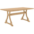 Retro 6 Piece Trestle Dining Table Set With Upholstered Dining Chairs And Dining Bench, Smooth Dining Backs For Dining Room, Living Room, Kitchen, Natural Upholstered Chair Wood Natural Beige Seats 6 Wood Dining Room Solid Wood Rubberwood Trestle