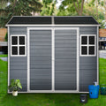 8X6Ft Outdoor Resin Garden Shed With Floor And 2 Windows, Plastic Patio Outdoor Storage Shed With Lockable Door For Garden Tools, Bicycles, Trash Cans, Dark Grey Dark Gray Garden & Outdoor Plastic