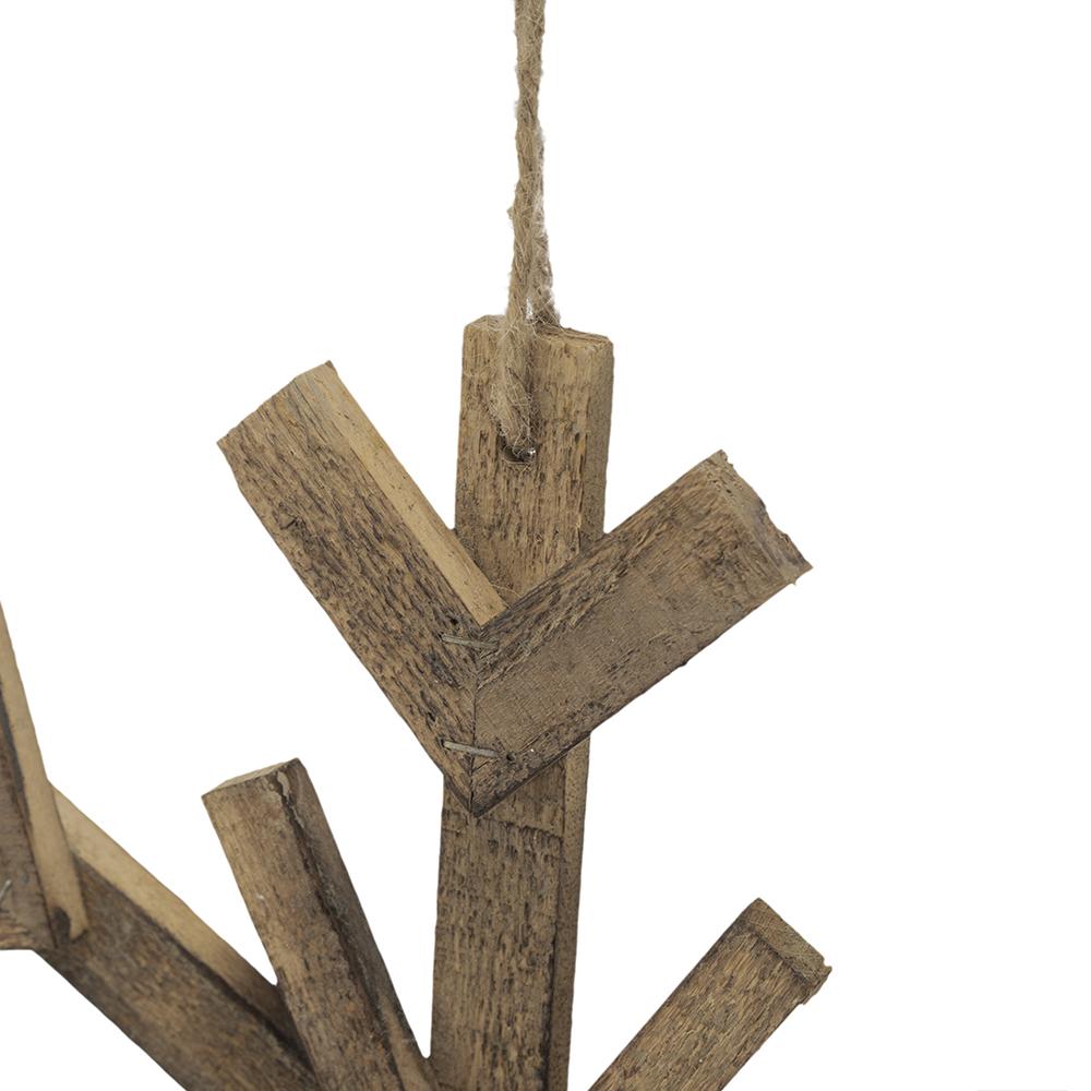 17.7" X 17.7" Large Fir Wood Snowflake Ornaments, Hanging Home Decor Accents For Christmas Tree, Wall Art, Holiday Display, Set Of 2 Brown Wood