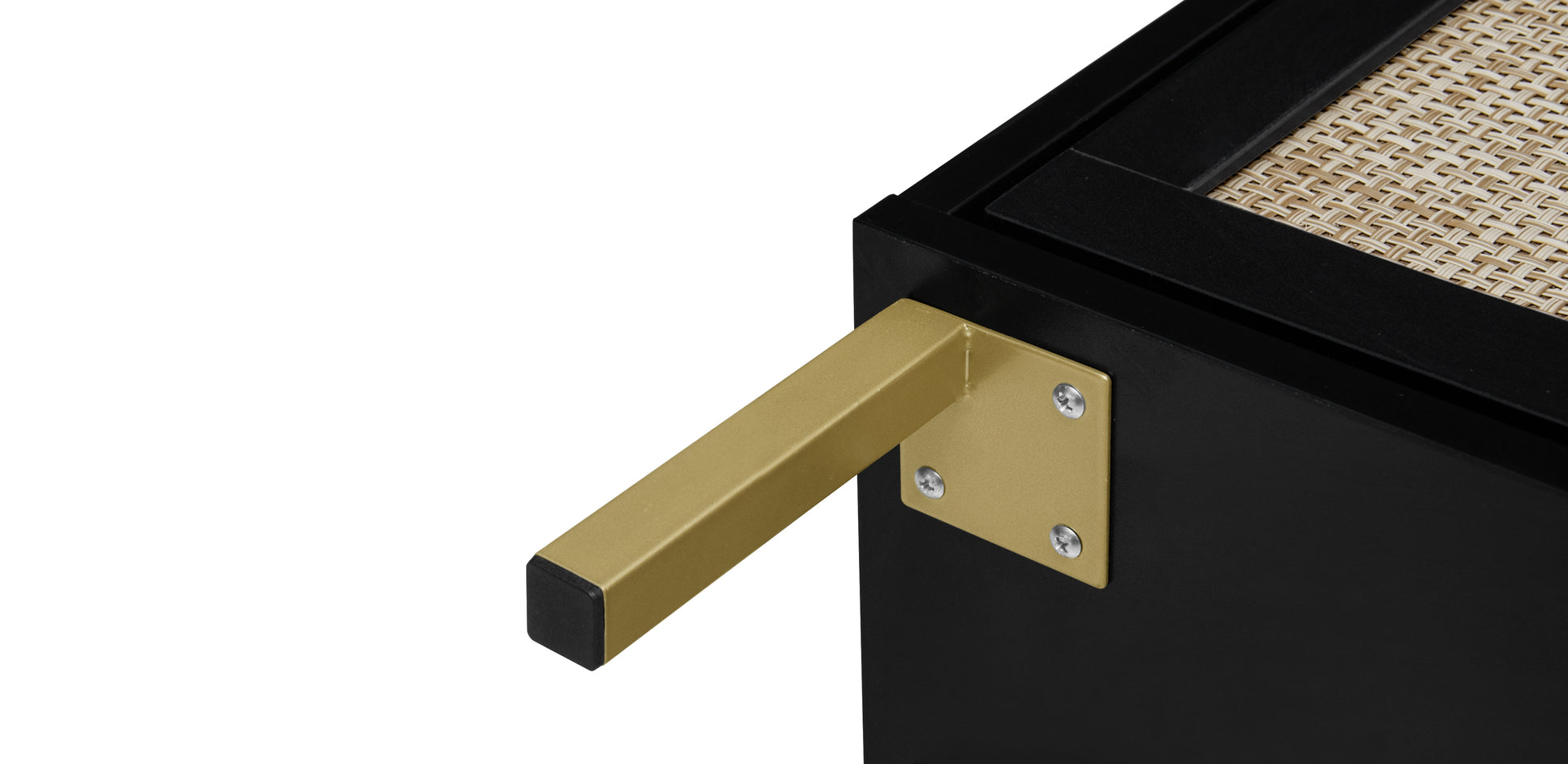 Rattan 3 Door Shoe Rack, Freestanding Modern Shoe Storage Cabinet, For Entryway Black Particle Board