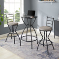3 Bar Table And Chairs Set For Dining Room Industrial Counter Height Bar Chairs With Metal Back, Fabric Seat Black Dining Room American Design,American Traditional,Antique Metal