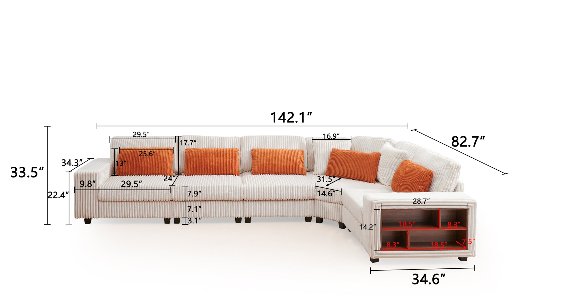 Modular Sectional L Shaped Sofa With Armrest Wooden Frame Locker, Stylish And Comfortablecream Style, Beige Beige Primary Living Space Soft Modern Wood 5 Seat