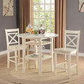 Cream Cross Back Counter Height Chairs Set Of 2 Cream Dining Room Coastal Rubberwood Set Of 2 Wood