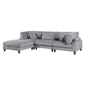 Living Room Furniture 4 Piece Modular Sectional Sofa Set Gray Corduroy Soft Cushion Pillows Solid Wood Legs Gray Corduroy Wood Primary Living Space Contemporary,Modern Modular Plywood,Solid Wood 4