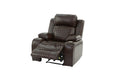 Power Motion Recliner Chair 1Pc Chair Contemporary Brown Color Gelstorage Arms W Cup Holder Living Room Furniture Brown Faux Leather Power Push Button Primary Living Space Cushion Back Contemporary,Modern Pillow Top Arms Metal & Wood