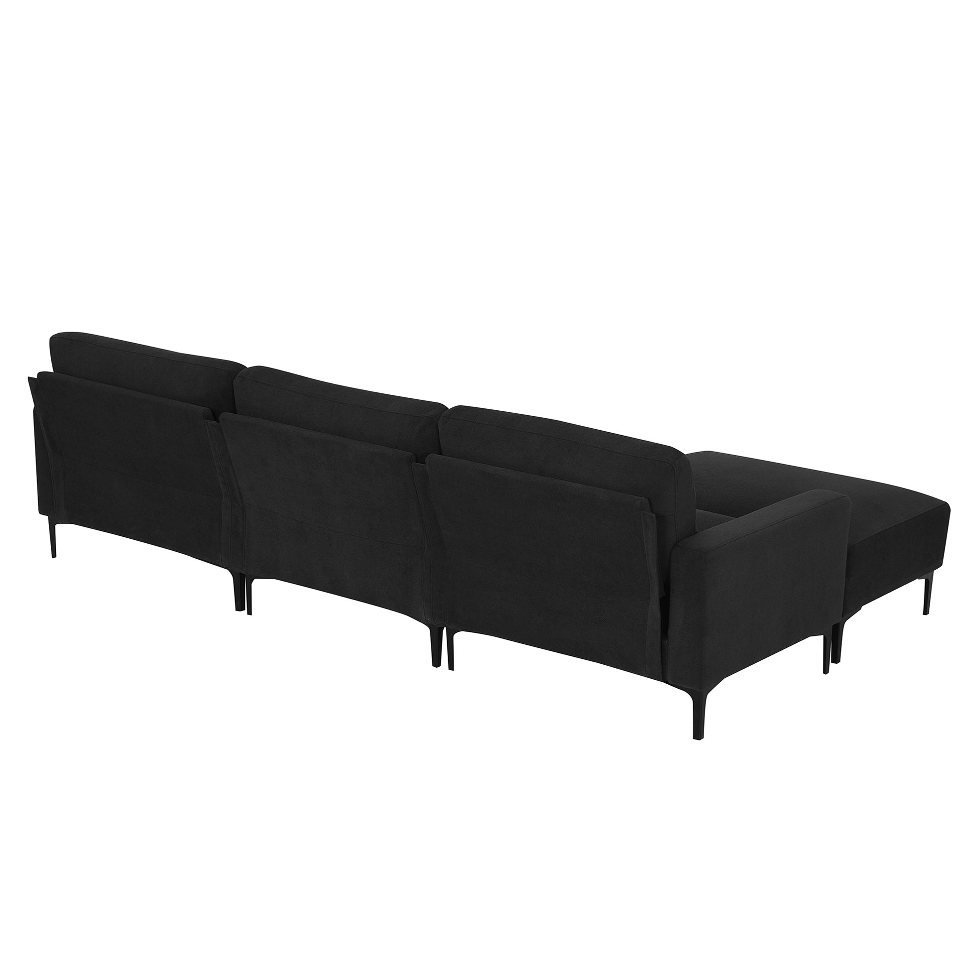 103.5*59" Modern L Shaped Sectional Sofa, 4 Seat Velvet Fabric Couch Set With Convertible Ottoman,Freely Combinable Sofa For Living Room, Apartment, Office,Apartment,2 Colors Black Velvet 4 Seat