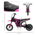 Aosom Electric Dirt Bike With Twist Grip Throttle, 24V 350W Off Road Electric Motorcycle, Up To 15 Mph With Brake, Music Horn, Rear Suspension For Ages 13 Years, Pink Pink Plastic