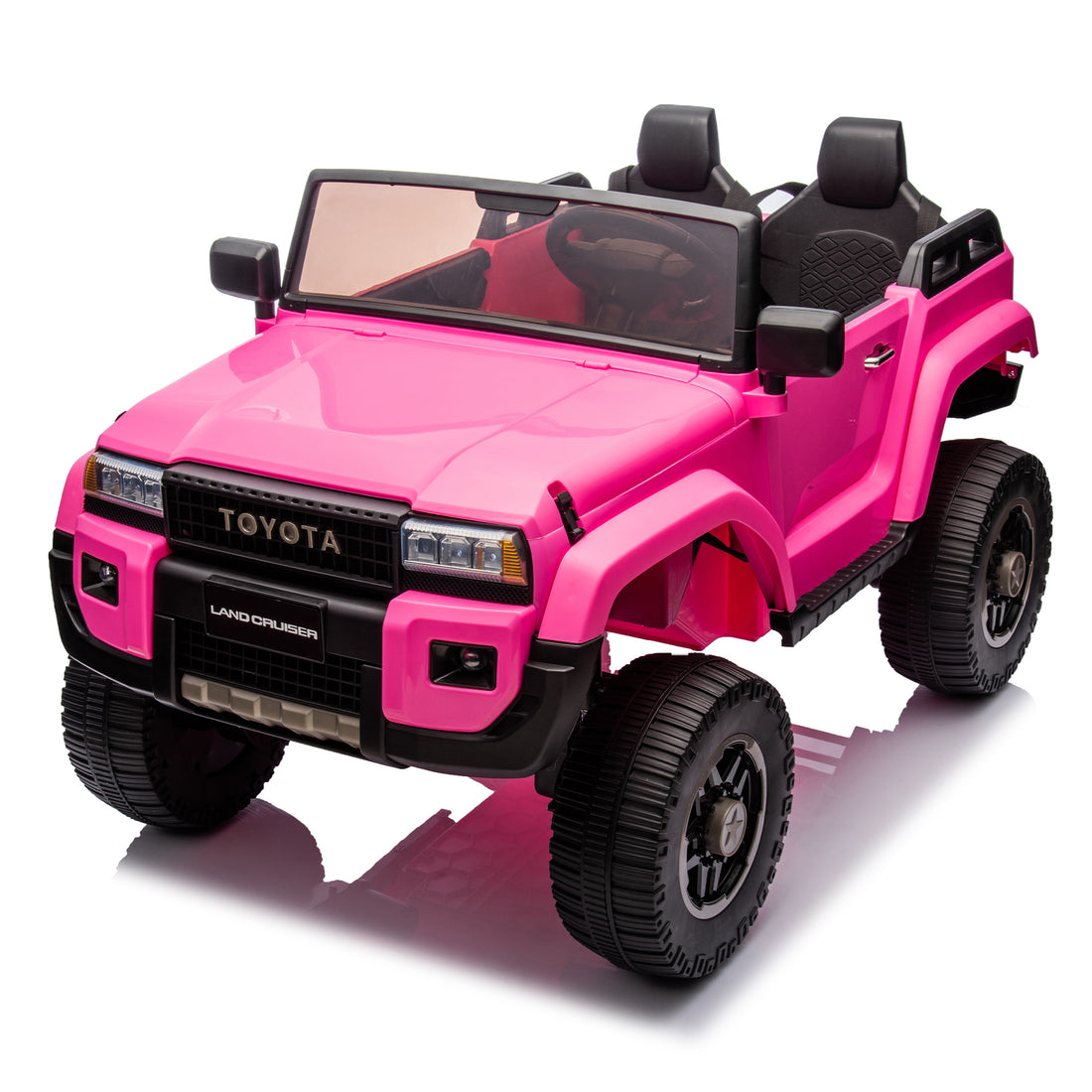 24V Two Seater Kids Ride On Car W Parents Remote Control, Licensed Toyota Lc250,220W Motors,With Shovel,Three Point Seat Belt,Slow Start,Speed Adjustment,Bluetooth,Music For Kids Aged 3 . Pink Polypropylene