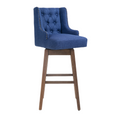 Coolmore Bar Stools Set Of 2 Counter Height Chairs With Footrest For Kitchen, Dining Room And 360 Degree Solid Wood Legs Swivel Bar Stools Set Of 2 Navy Linen Navy Foam Linen