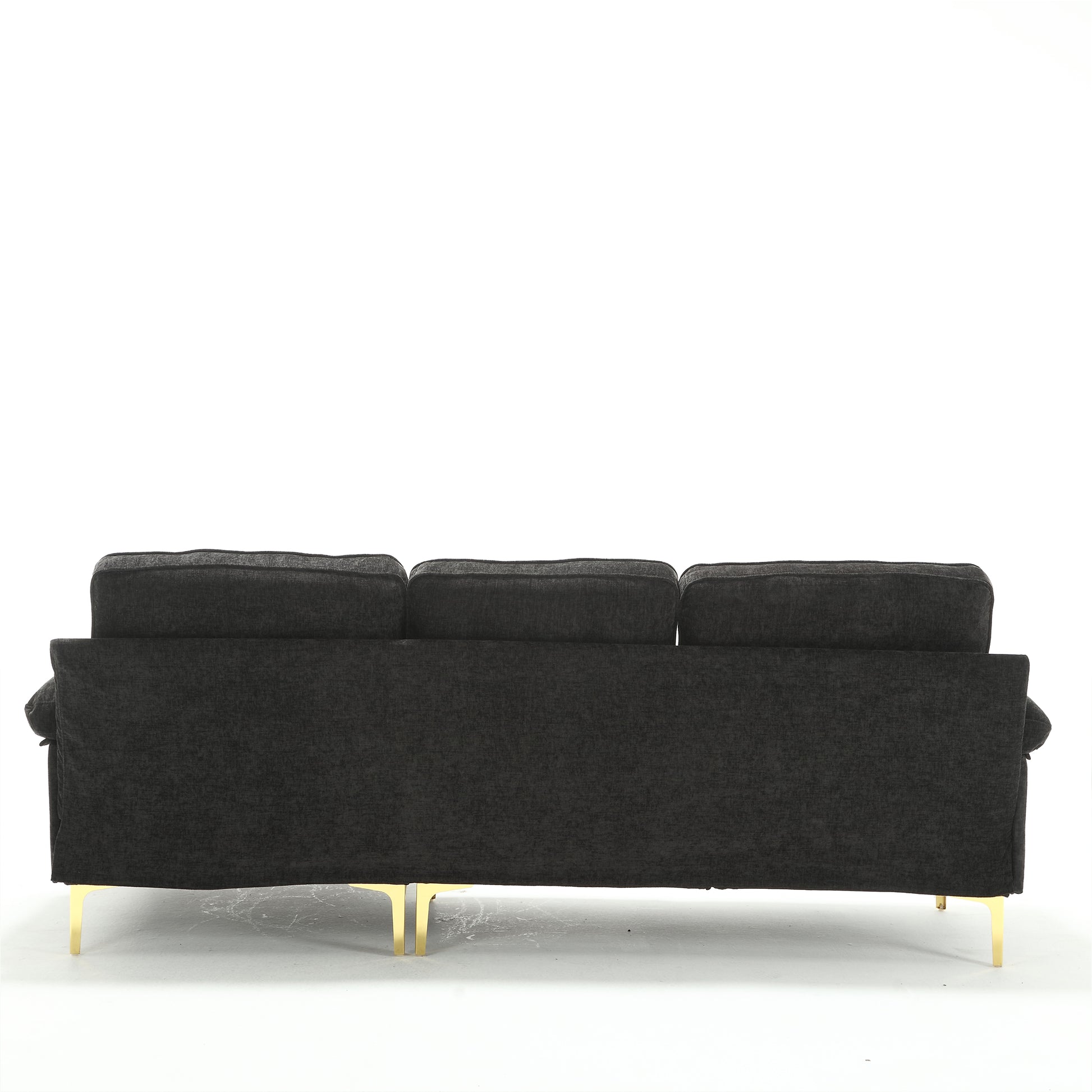 L Shaped Sectional Sofa For Living Room,83" Chenille 3 Seater Sofa With Reversible Chaise, Modern Soft Cushion Fluffy Armrest Couch For For Small Spaces Bedroom Office Apartment Black Black Wood Primary Living Space Soft Solid Wood 4 Seat