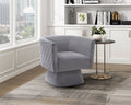 1Pc Swivel Chair Gray Velvet Fabric Upholstery Solid Wood Diamond Pattern Stitched Back Comfort Chair Living Room Furniture Gray Primary Living Space Contemporary Plywood,Solid Wood