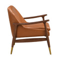 Amber Faux Leather Modern Lounge Chair Brown Pu Leather,Solid Wood